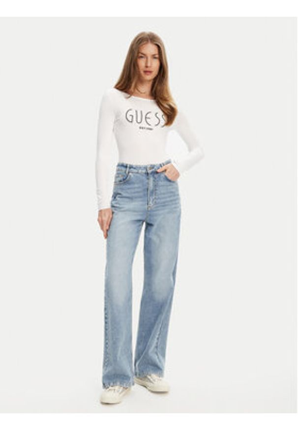 Guess Body W5YP05 K68D2 Biały Slim Fit. Kolor: biały. Materiał: wiskoza