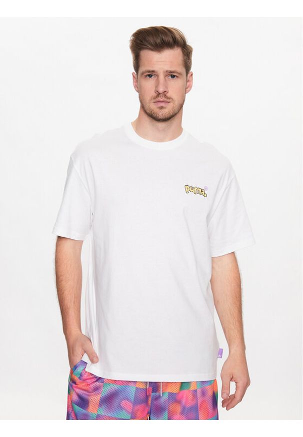 Puma T-Shirt 8ENJAMIN 539821 Biały Relaxed Fit. Kolor: biały. Materiał: bawełna