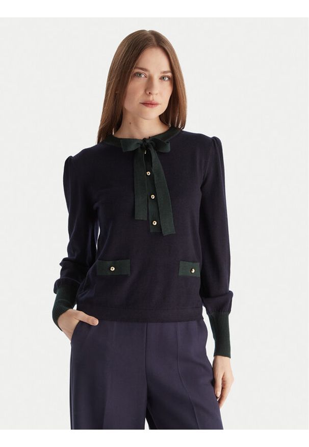 Luisa Spagnoli Sweter Maluma 100211 Granatowy Regular Fit. Kolor: niebieski. Materiał: wełna