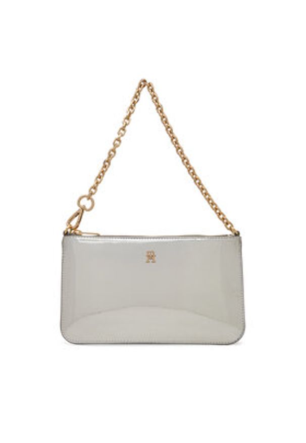 TOMMY HILFIGER - Tommy Hilfiger Torebka Th Icon Chain Shoulder Pouch Met AW0AW18219 Srebrny. Kolor: srebrny. Materiał: skórzane