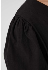 Answear Lab sukienka bawełniana kolor czarny mini rozkloszowana. Kolor: czarny. Materiał: bawełna. Długość rękawa: krótki rękaw. Wzór: gładki. Typ sukienki: rozkloszowane. Styl: wakacyjny. Długość: mini #5