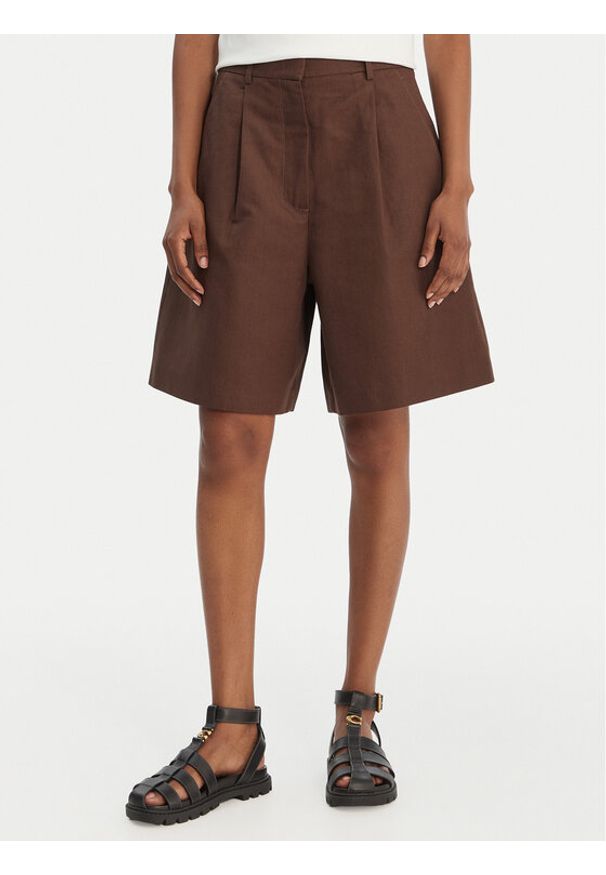 Weekend Max Mara Bermudy Ecuba 2615141022 Brązowy Loose Fit. Kolor: brązowy. Materiał: bawełna