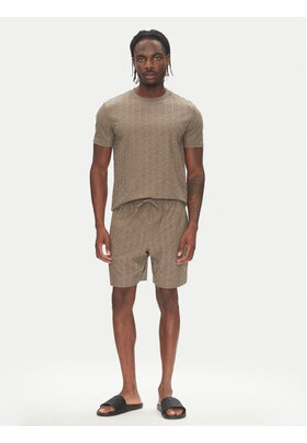 Emporio Armani T-Shirt EM000692 AF12362 U6189 Brązowy Regular Fit. Kolor: brązowy. Materiał: syntetyk