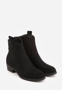 Born2be - Czarne Botki Ażurowe na Obcasie w Stylu Kowbojek Lalona. Okazja: na co dzień. Kolor: czarny. Materiał: dzianina. Wzór: ażurowy. Obcas: na obcasie. Styl: casual. Wysokość obcasa: średni #2