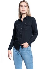 Lee - DAMSKA KOSZULA JEANSOWA LEE REGULAR WESTERN SHIR SKY CAPTAIN L45SGAHY 112110473. Materiał: jeans