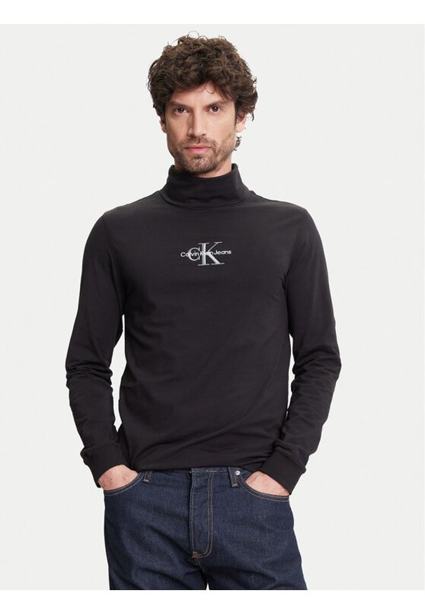 Calvin Klein Jeans Golf J30J321701 Czarny Slim Fit. Typ kołnierza: golf. Kolor: czarny. Materiał: bawełna