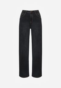 Renee - Granatowe Jeansy High Waist Wide Leg z Domieszką Wiskozy Zenisia. Okazja: na co dzień. Stan: podwyższony. Kolor: niebieski. Styl: casual, elegancki #6