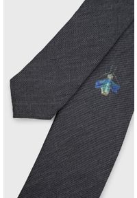 Hugo - HUGO krawat z domieszką jedwabiu kolor szary. Kolor: szary. Materiał: jedwab