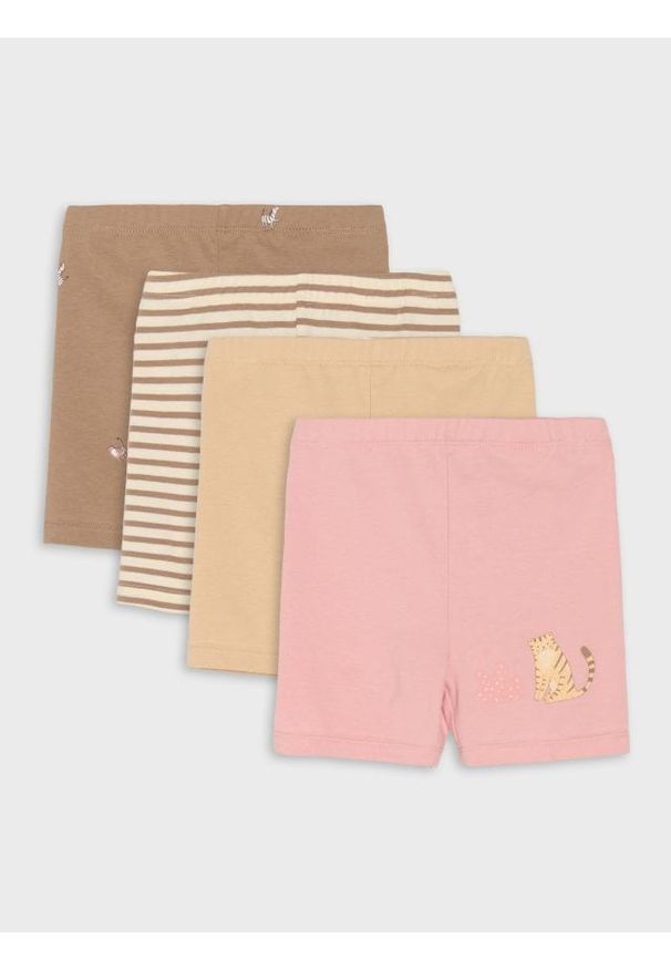 Sinsay - Krótkie legginsy 4 pack - kremowy. Kolor: kremowy. Długość: krótkie
