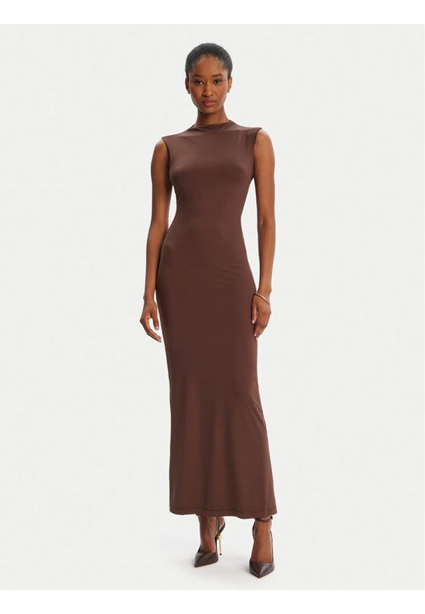 BARDOT Sukienka koktajlowa Veneda High Neck 59948DB Brązowy Slim Fit. Kolor: brązowy. Materiał: syntetyk. Styl: wizytowy