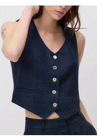 Reserved - Lniana kamizelka - granatowy. Kolor: niebieski. Materiał: len