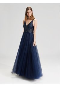 Swing Sukienka wieczorowa 5AG013HK Granatowy Regular Fit. Kolor: niebieski. Materiał: syntetyk. Styl: wizytowy