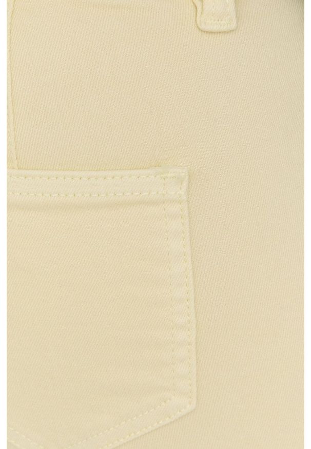 Morgan szorty jeansowe damskie kolor żółty gładkie medium waist. Kolor: żółty. Materiał: jeans. Wzór: gładki