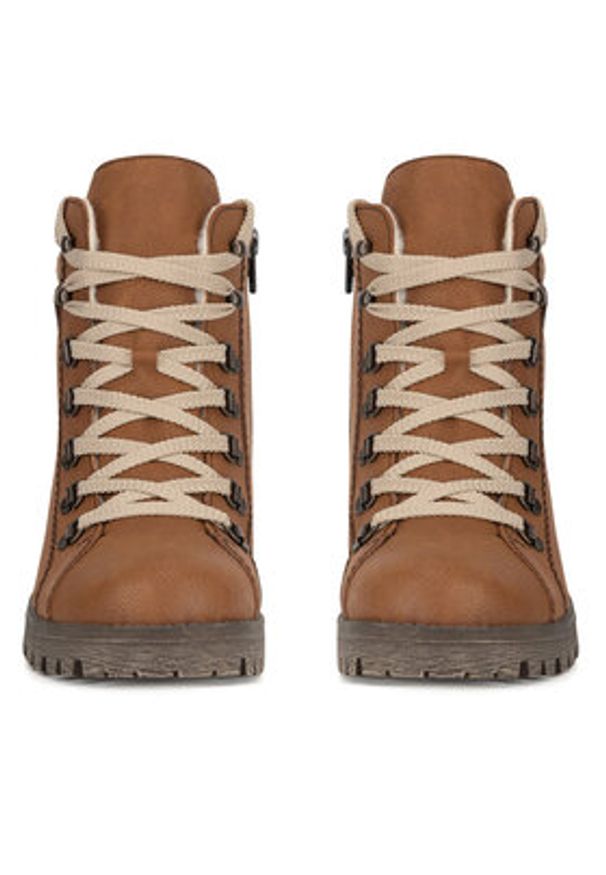 Rieker Trzewiki 785F8-22 Brązowy. Kolor: brązowy. Materiał: materiał