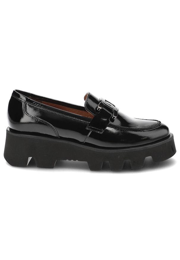 Czarne Półbuty Karino Eleganckie Skórzane Buty. Zapięcie: bez zapięcia. Kolor: czarny. Materiał: skóra. Szerokość cholewki: normalna. Obcas: na obcasie. Styl: elegancki. Wysokość obcasa: średni