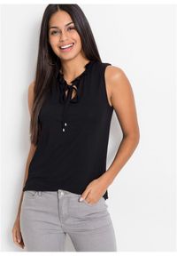 bonprix - Top z mieszanki wiskozy. Kolor: czarny. Materiał: wiskoza #1