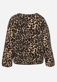 Born2be - Brązowa Panterkowa Futrzana Kurtka z Kieszeniami Sewilaine. Okazja: na co dzień. Kolor: brązowy. Materiał: futro. Styl: casual, elegancki #4