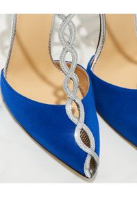 FRANCESCO RUSSO - Niebieskie sandały z zamszu. Kolor: niebieski. Materiał: zamsz. Wzór: aplikacja, ze splotem #5