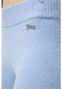 Juicy Couture spodnie dresowe damskie kolor niebieski gładkie. Stan: podwyższony. Kolor: niebieski. Materiał: dresówka. Wzór: gładki #3