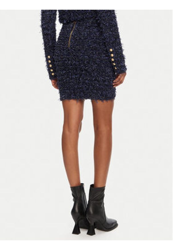 Balmain Spódnica mini DF0LB015KH74 Granatowy Regular Fit. Kolor: niebieski. Materiał: syntetyk