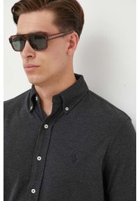 Polo Ralph Lauren koszula bawełniana męska kolor szary regular z kołnierzykiem button-down. Typ kołnierza: button down, polo. Kolor: szary. Materiał: bawełna. Długość rękawa: długi rękaw. Długość: długie. Wzór: gładki #2