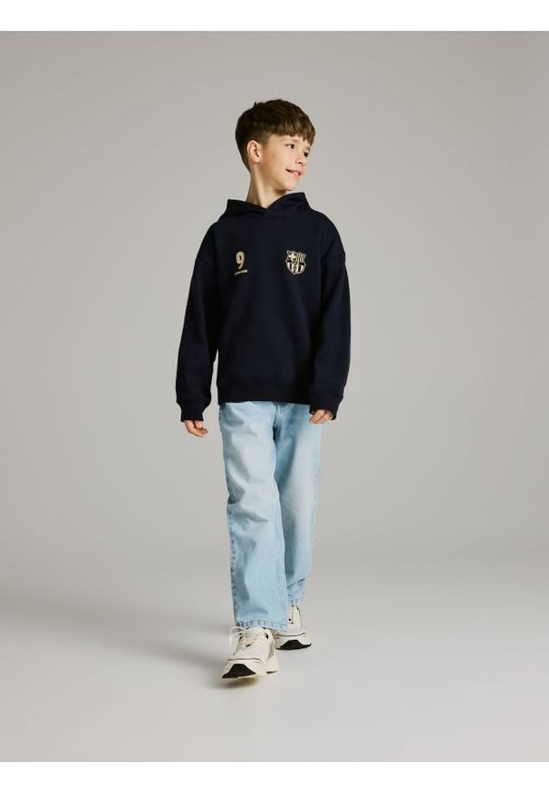 Reserved - Bluza FC Barcelona Lewandowski - granatowy. Kolor: niebieski. Materiał: dzianina, bawełna