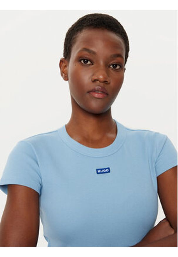Hugo - HUGO T-Shirt Easy 50523924 Niebieski Slim Fit. Kolor: niebieski. Materiał: bawełna