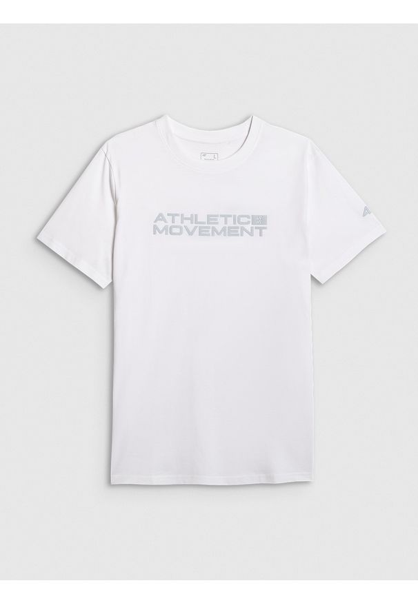 4f - 4F T-shirt regular z nadrukiem męski - biały L. Kolor: biały. Materiał: materiał. Wzór: nadruk
