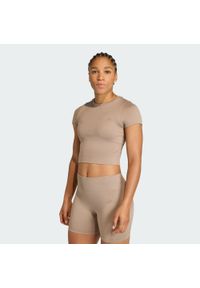 Adidas - Koszulka Workout Essentials Knit Baby. Kolor: brązowy. Materiał: dzianina. Sport: fitness #1