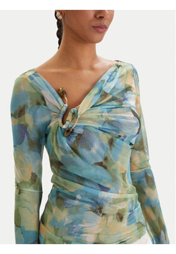 BARDOT - Bardot Bluzka Marisol 60306TB Zielony Slim Fit. Kolor: zielony. Materiał: syntetyk