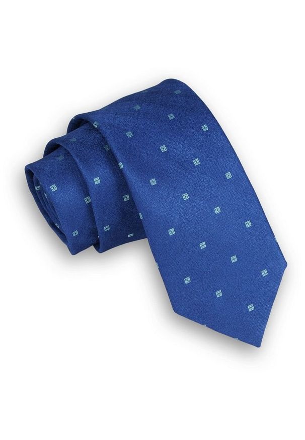Ciemny Niebieski Krawat -Angelo di Monti- 6 cm, Męski, w Kwadraciki, Figury Geometryczne. Kolor: niebieski. Wzór: geometria. Styl: elegancki, wizytowy