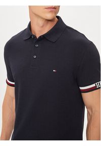 TOMMY HILFIGER - Tommy Hilfiger Polo Monotype Flag MW0MW33585 Granatowy Slim Fit. Typ kołnierza: polo. Kolor: niebieski. Materiał: bawełna, wiskoza #3