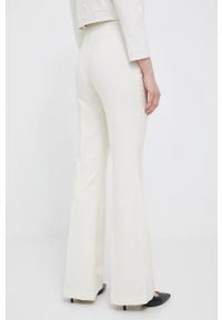 Artigli spodnie damskie kolor beżowy dzwony high waist. Stan: podwyższony. Kolor: beżowy. Materiał: materiał #4