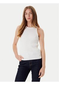 TOMMY HILFIGER - Tommy Hilfiger Top WW0WW45706 Écru Slim Fit. Materiał: bawełna