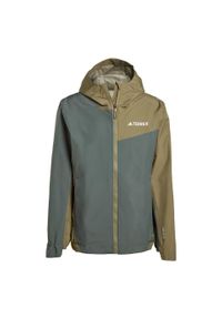 Adidas - Kurtka Terrex Multi 2.5L Rain.Rdy. Kolor: wielokolorowy, beżowy, zielony. Materiał: materiał