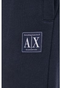 Armani Exchange spodnie dresowe bawełniane 3LZPAF.ZJFAZ męskie kolor granatowy gładkie. Kolor: niebieski. Materiał: bawełna, dresówka. Wzór: gładki #2