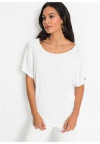 Shirt "nietoperz" z koronką bonprix biały. Kolor: biały. Materiał: koronka. Wzór: koronka #5