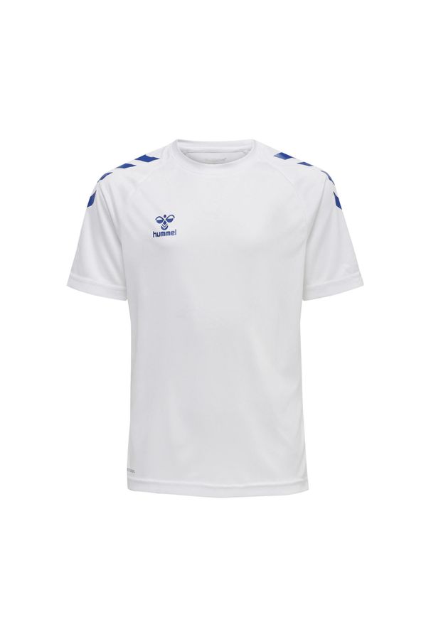 Koszulka dziecięca Hummel hmlCore. Kolor: niebieski, wielokolorowy, biały. Materiał: materiał. Wzór: jodełka, nadruk. Sport: piłka ręczna