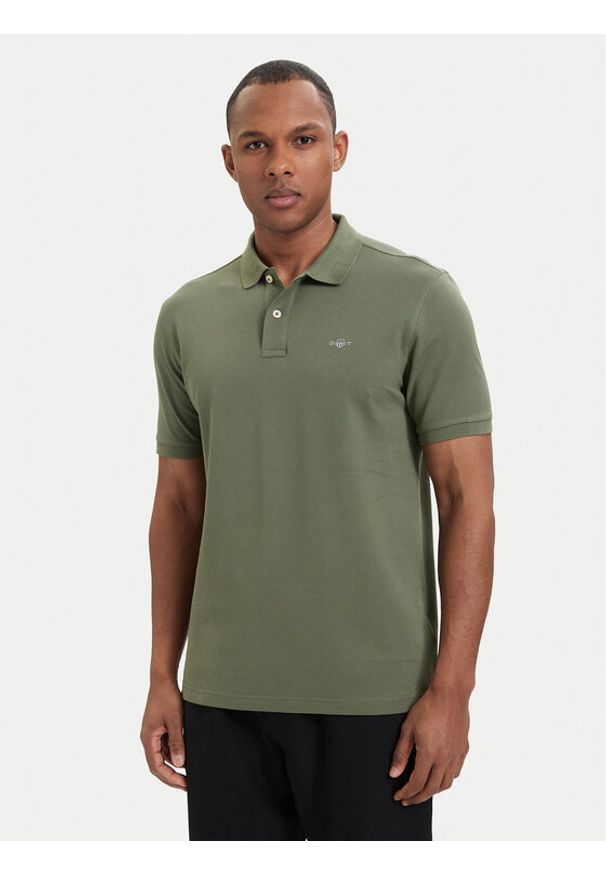 GANT - Gant Polo Shield 2210 Zielony ciemny Regular Fit. Typ kołnierza: polo. Kolor: zielony. Materiał: bawełna