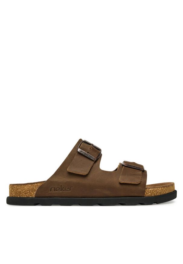 Rieker Klapki 21190-26 Brązowy. Kolor: brązowy. Materiał: skóra, nubuk