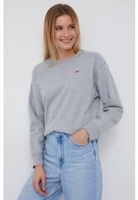 Levi's® - Levi's Bluza bawełniana damska kolor szary z aplikacją 24688.0037-Greys. Okazja: na spotkanie biznesowe. Kolor: szary. Materiał: bawełna. Długość rękawa: długi rękaw. Długość: długie. Wzór: aplikacja. Styl: biznesowy #1