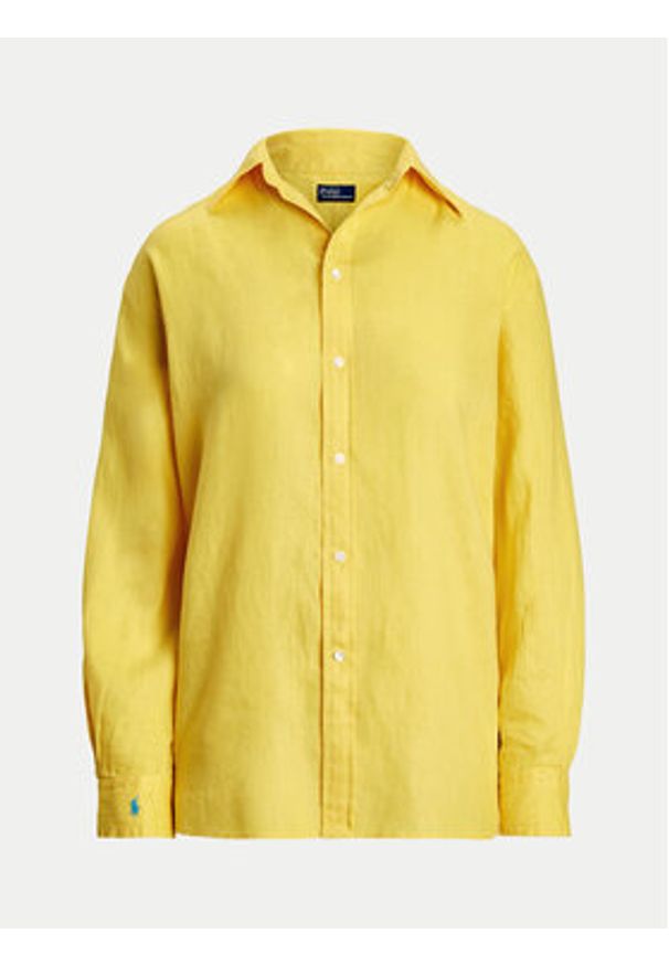 Polo Ralph Lauren Koszula 211970730 Żółty Classic Fit. Typ kołnierza: polo. Kolor: żółty. Materiał: len