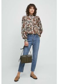 medicine - Medicine bluzka damska kolor beżowy wzorzysta. Typ kołnierza: kołnierzyk stójkowy. Kolor: beżowy. Materiał: tkanina. Długość rękawa: długi rękaw. Długość: długie #5