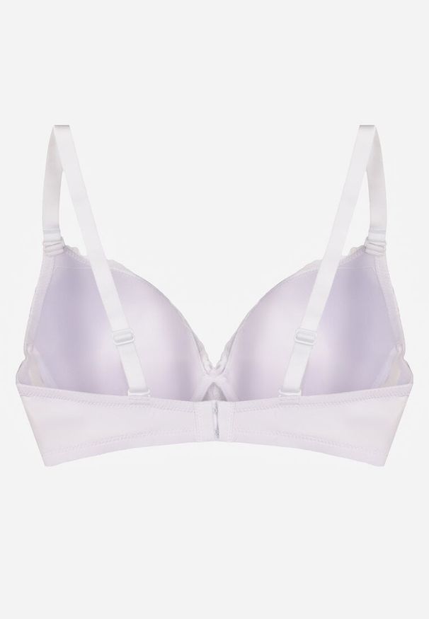 Renee - Biały Biustonosz Ozdobiony Koronką i Kokardką Aqiany. Kolor: biały. Materiał: koronka. Wzór: aplikacja, koronka