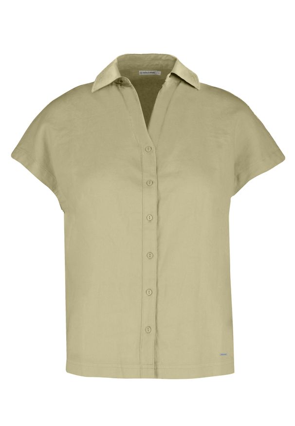 Volcano - Koszula z lnem C-GUARE. Okazja: na co dzień. Typ kołnierza: dekolt w serek. Kolor: zielony. Materiał: len. Długość rękawa: krótki rękaw. Długość: krótkie. Sezon: lato. Styl: casual, klasyczny