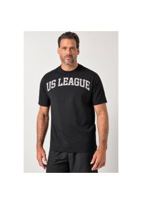 JAY-PI - Męska T-shirt FLEXNAMIC® fitness rękaw 1/2 nadruk do roz. 7 XL. Kolekcja: plus size. Kolor: czarny. Materiał: bawełna, materiał, elastan. Wzór: nadruk. Sport: fitness #1