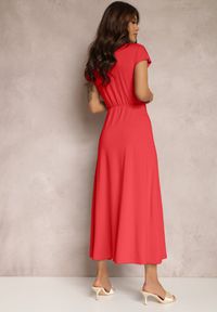 Renee - Czerwona Sukienka Kopertowa Appephone. Kolor: czerwony. Materiał: tkanina. Długość rękawa: krótki rękaw. Wzór: gładki. Typ sukienki: kopertowe. Styl: glamour. Długość: maxi #3