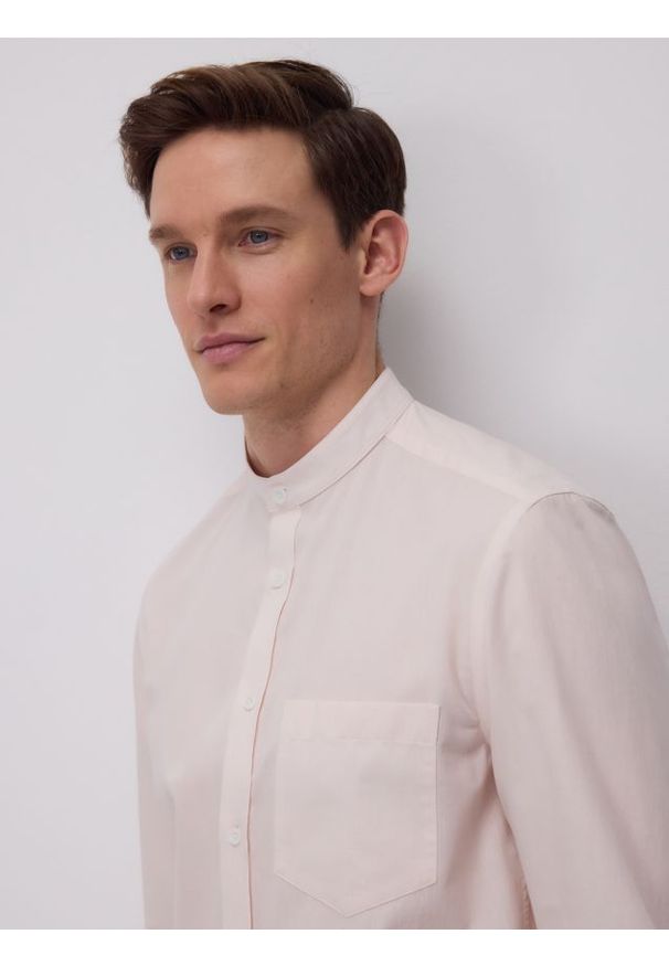 Reserved - Koszula regular z bawełny egipskiej - pastelowy róż. Kolor: różowy. Materiał: bawełna