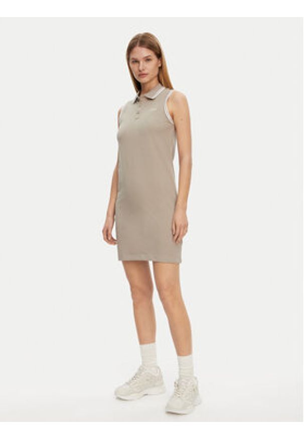 Guess Sukienka codzienna V5GK04 KCOK1 Khaki Regular Fit. Okazja: na co dzień. Kolor: brązowy. Materiał: bawełna. Typ sukienki: proste. Styl: casual