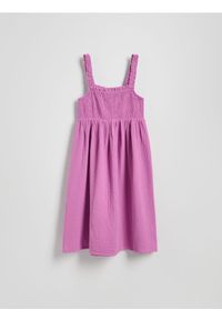 Reserved - Muślinowa sukienka na ramiączkach - fioletowy. Kolor: fioletowy. Materiał: bawełna. Długość rękawa: na ramiączkach #1